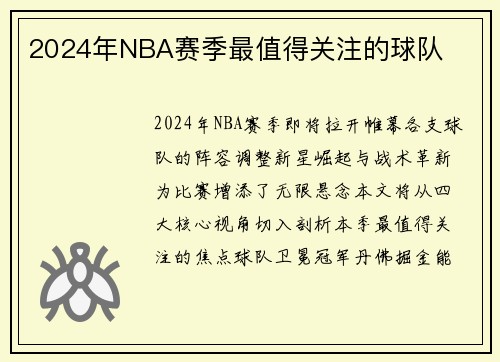 2024年NBA赛季最值得关注的球队